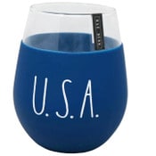 Wholesale - 22oz USA WINE GLASS WITH BLUE SILICONE SLEEVE, UPC: 840104997512